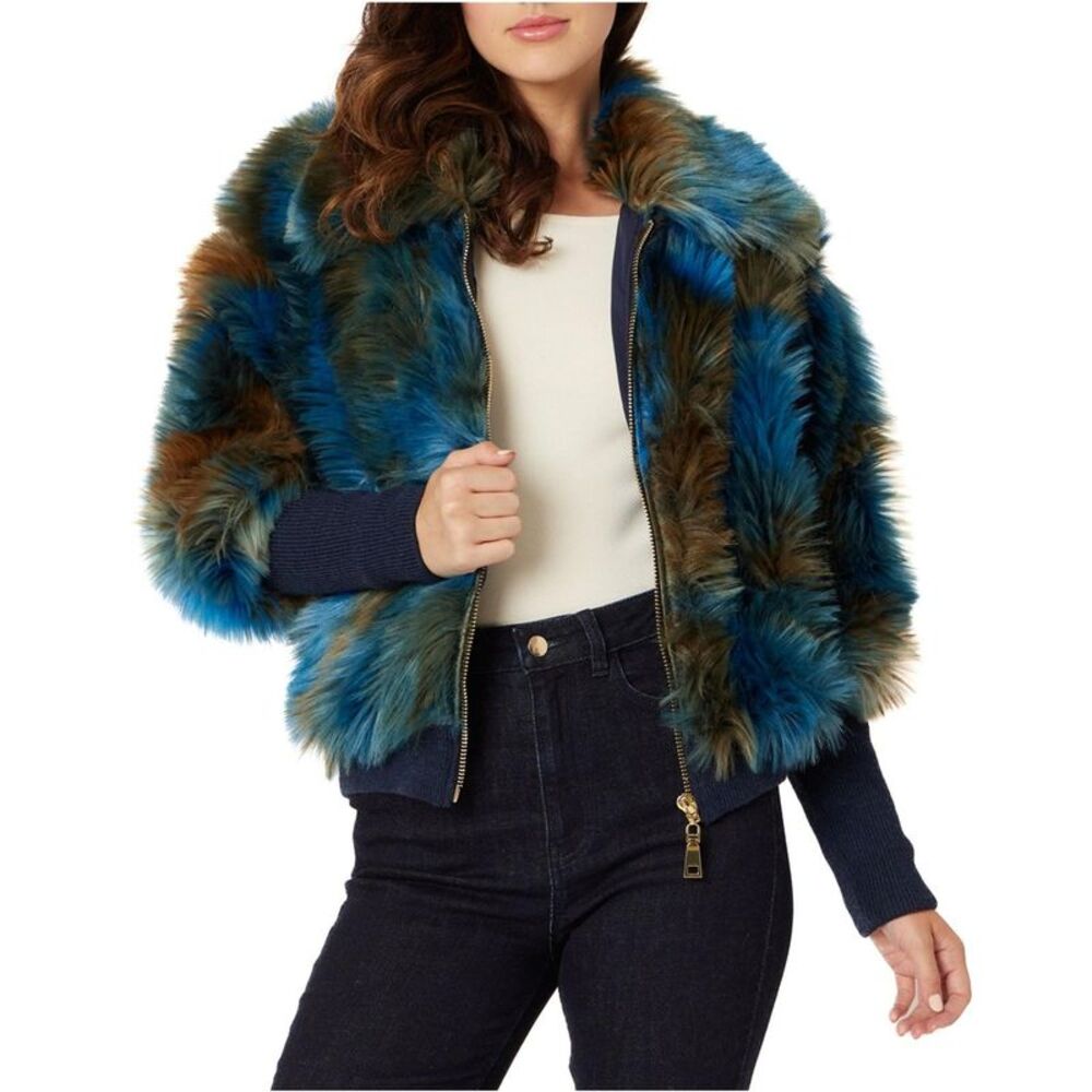 ADRIENNE LANDAU Womens Faux Fur Cropped Jacket, NWT